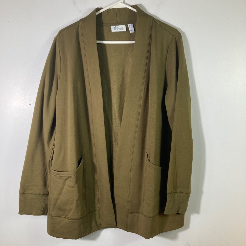 Womens D & Co Active Brushed Back Jersey Open Front Pockets‎ Green M A388268